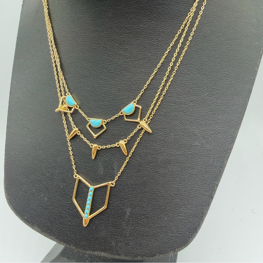 Stella & Dot Gold Necklace with Turquoise Accents